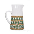 glass water jug with paper rattan and handle
